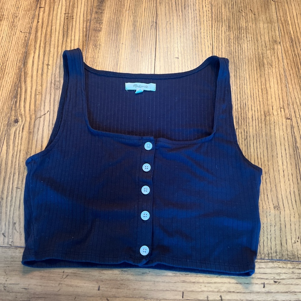 Madewell Navy Button-Up Tank Top